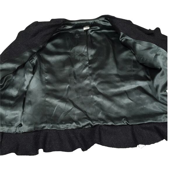J. Crew Blazer Jacket Dark Grey Ruffle Front 100% Wool Long Sleeve Women's 8 - Picture 11 of 11